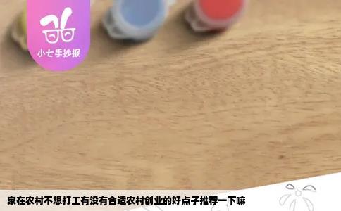 家在农村不想打工有没有合适农村创业的好点子推荐一下嘛
