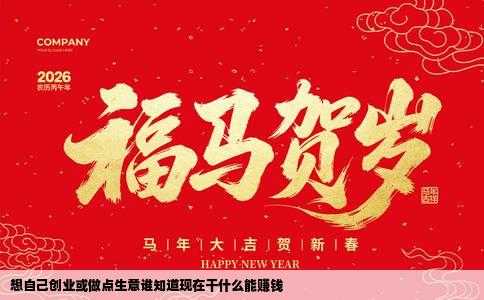 想自己创业或做点生意谁知道现在干什么能赚钱