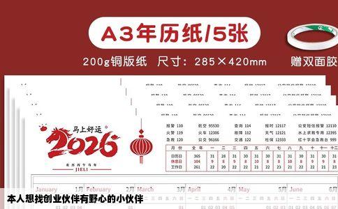 本人想找创业伙伴有野心的小伙伴