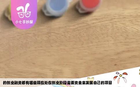 的创业融资都有哪些现在处在创业阶段需要资金来发展自己的项目