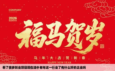 看了很多创业项目现在选中老年这一行业了有什么好的企业吗