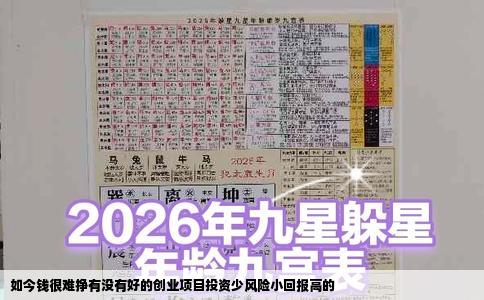 如今钱很难挣有没有好的创业项目投资少风险小回报高的