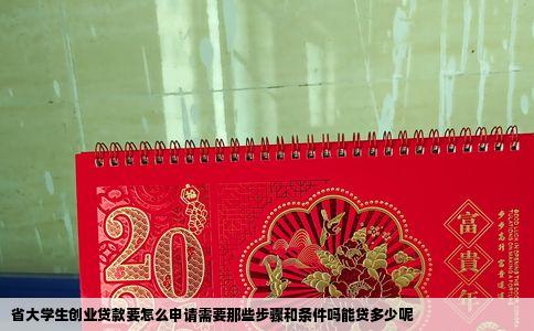 省大学生创业贷款要怎么申请需要那些步骤和条件吗能贷多少呢