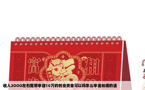 收入2OOO左右我想申请10万的创业资金可以吗怎么申请知道的请