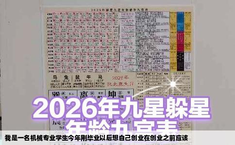 我是一名机械专业学生今年刚毕业以后想自己创业在创业之前应该