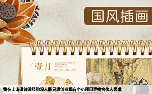 我在上海没钱没经验没人脉只想创业现有个小项目寻找合伙人要求